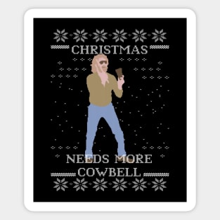 Needs More Cowbell Ugly Christmas Sweater Sticker